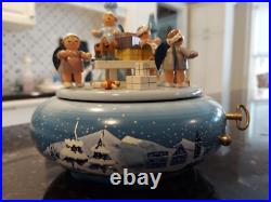 German Erzgebirge Volkskunst Christmas Carousel Angels procession music box