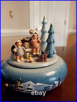 German Erzgebirge Volkskunst Christmas Carousel Angels procession music box