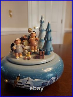 German Erzgebirge Volkskunst Christmas Carousel Angels procession music box