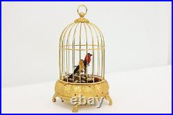 Gold Plated Vintage Singing Birds in Cage Automaton #53690