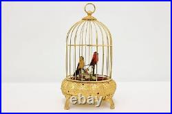 Gold Plated Vintage Singing Birds in Cage Automaton #53690