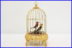 Gold Plated Vintage Singing Birds in Cage Automaton #53690