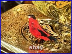 Gold Singing Bird Box Beautiful Condition By Karl Griesbaum Guaranteed Red Bird