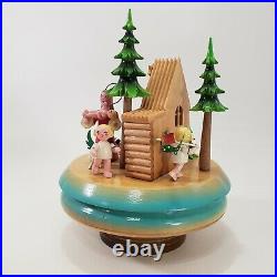 Goldscheider German Christmas Music Box Wood Nativity Vtg Germany 8 Steinbach