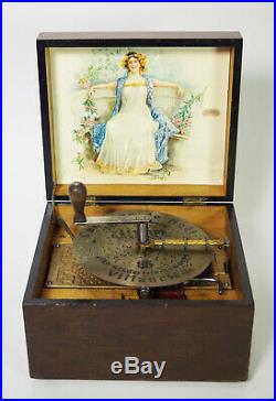 Great Antique Kalliope Disc Music Box With Bells Automaton