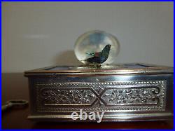 Guilloche Sterling Silver French Singing Bird Box Unique Hummingbird Fathers