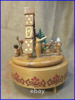 HAND CARVED ERZGEBIRGE GERMAN MUSICAL PIECE With THORENS MOVEMENT (SEE VIDEO)