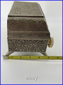 HTF Vintage Fred Zimbalist Silver Etched Radio Music/Trinket Box PROP READ