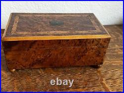 Handcrafted Swiss Burl Wood Music Jewelry Box