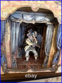 Handmade Working Venetian paper and wood musical theater box