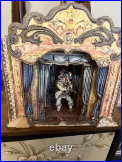 Handmade Working Venetian paper and wood musical theater box
