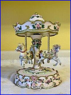 Hearts and Roses 3 Horses Carousel by San Fransisco Music Box Company