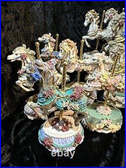 Heritage House Melodies County Fair Collection Music Carousel Horses Lot of 15