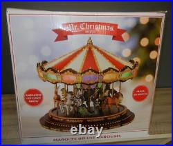 Huge MR CHRISTMAS Animated Marquee Deluxe Carousel LED Light Show 40 Songs NEW