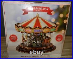 Huge MR CHRISTMAS Animated Marquee Deluxe Carousel LED Light Show 40 Songs NEW