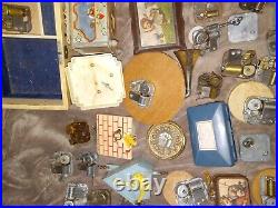 Huge Vintage Lot of Music Box Musical Movement Mechanisms, Motors, Wind-up Keys