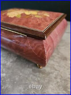 Italian Floral Inlay Rosewood & Lacquered Musical Jewlery Box