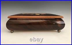 Italian Hand Crafted Inlaid Nutural Elm Wood Musical Jawelry Box Impossibe Dream