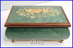 Italian Hand Crafted Inlaid Wood Reuge Musical Box Edelweiss R. Rodger's Vintage