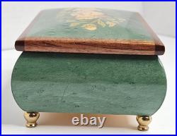 Italian Hand Crafted Inlaid Wood Reuge Musical Box Edelweiss R. Rodger's Vintage