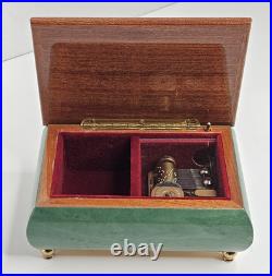 Italian Hand Crafted Inlaid Wood Reuge Musical Box Edelweiss R. Rodger's Vintage