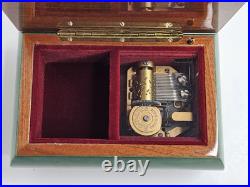 Italian Hand Crafted Inlaid Wood Reuge Musical Box Edelweiss R. Rodger's Vintage