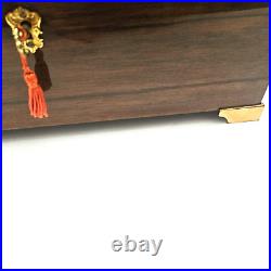 Italian Hand Crafted Inlaid Wood Reuge Swiss Music Jewelry Box with Lock and Key