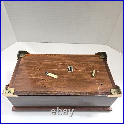 Italian Hand Crafted Inlaid Wood Reuge Swiss Music Jewelry Box with Lock and Key