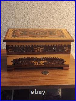 Italian Inlaid Wood Marquetry Dancer Fold Out Jewelry Box Works Vintage