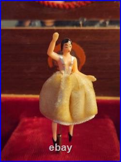 Italian Inlaid Wood Marquetry Dancer Fold Out Jewelry Box Works Vintage