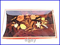 Italian Inlaid Wooden Music Box Reuge Swiss Movement With Key Italian Inlaid Wooden Music Box Reuge Swiss Movement With Key