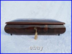 Italian Inlaid Wooden Music Box Reuge Swiss Movement With Key Italian Inlaid Wooden Music Box Reuge Swiss Movement With Key