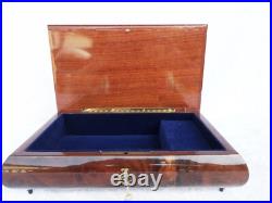 Italian Inlaid Wooden Music Box Reuge Swiss Movement With Key Italian Inlaid Wooden Music Box Reuge Swiss Movement With Key