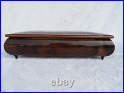 Italian Inlaid Wooden Music Box Reuge Swiss Movement With Key Italian Inlaid Wooden Music Box Reuge Swiss Movement With Key