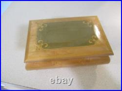 Italian inlaid footed wooden jewelry box / music box 1940's Romance