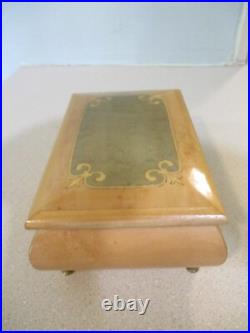 Italian inlaid footed wooden jewelry box / music box 1940's Romance