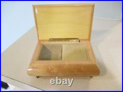 Italian inlaid footed wooden jewelry box / music box 1940's Romance
