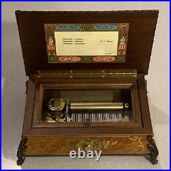 Italy Sorrento Inlaid Floral Music Box Reuge Sainte Croix CH 3/50 Mozart Swiss