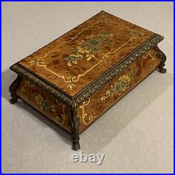 Italy Sorrento Inlaid Floral Music Box Reuge Sainte Croix CH 3/50 Mozart Swiss