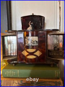 Italy, Vintage Automation Dancing Couple Music Box Celluloid TV Console Opens Up