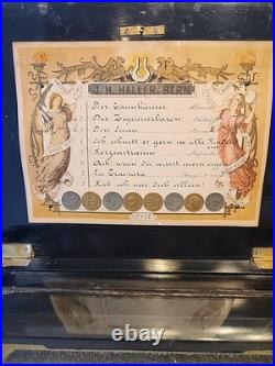 JH Heller Antique Swiss Columbia 8 Tune 4 Cylinder Music Box Works