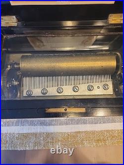 JH Heller Antique Swiss Columbia 8 Tune 4 Cylinder Music Box Works
