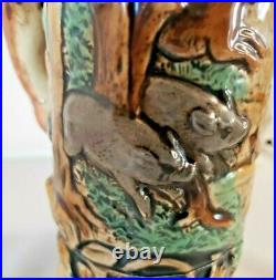 Japanese Fox Hunting Lidded Stein Red Fox Handle Music Box Plays How Dry I Am