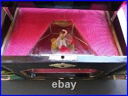 Japanese Hand Painted Black Lacquered Music Jewelry Box Spinning Ballerina