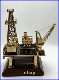 John H Martian Gold Plated Bethlehem Series Offshore Oil Rig Platform Music Box