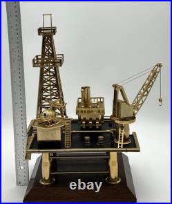 John H Martian Gold Plated Bethlehem Series Offshore Oil Rig Platform Music Box