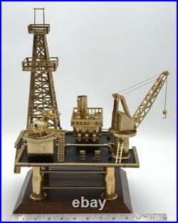 John H Martian Gold Plated Bethlehem Series Offshore Oil Rig Platform Music Box