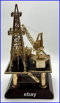 John H Martian Gold Plated Bethlehem Series Offshore Oil Rig Platform Music Box