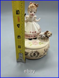 Josef Originals Music Box HTF Rare Girl With Dog And Cat