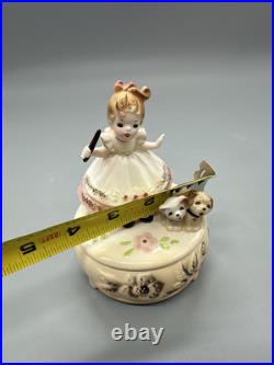 Josef Originals Music Box HTF Rare Girl With Dog And Cat